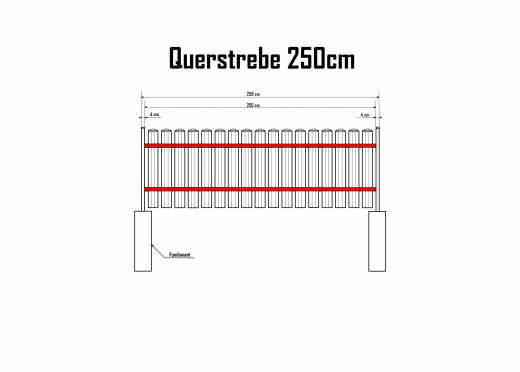 Querstrebe -Set- 2500x40x30mm für das Zaunelement MODERN