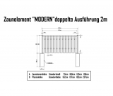 Stahlblech-Zaunelement Breite 200cm Höhe 100cm (doppelt)
