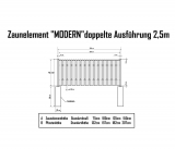 Stahlblech-Zaunelement Breite 250cm Höhe 125cm (doppelt)