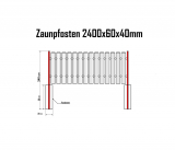 Außenpfosten -Set- 2400x60x40mm für Zaunelement MODERN