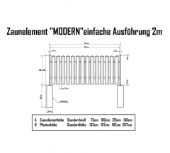 Stahlblech-Zaunelement Breite 200cm Höhe 75cm (einfach)