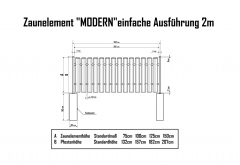 Stahlblech-Zaunelement Breite 200cm Höhe 100cm (einfach)